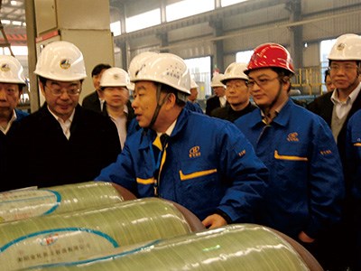 原湖南省委書記（現人民法院院長）周強視察高容，彭琪董事長認真彙報工作詳情